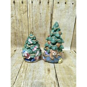 Vtg Fitz Floyd Christmas Trees Salt & Pepper Shakers Mixed Match Set